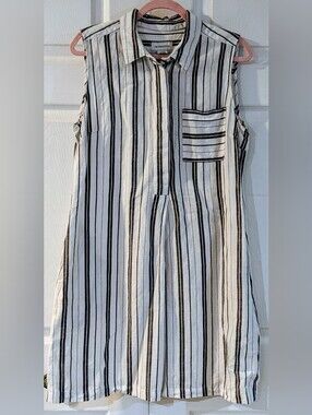 Liz Claiborne Sleeveless Vertical-Stripe Dress — White & Black
